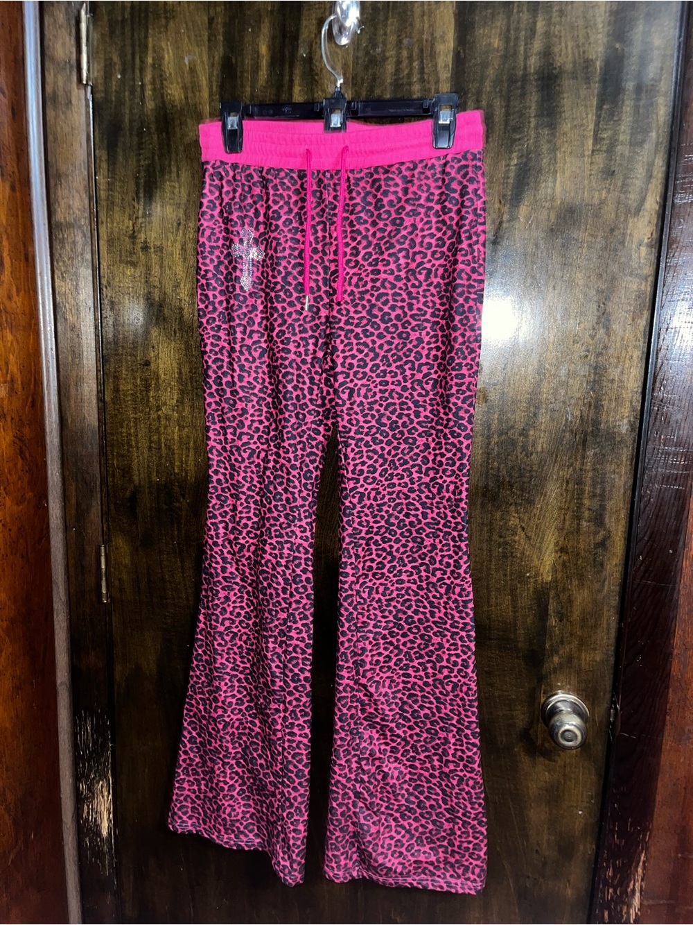 ROMWE Hot Pink Leopard Print Flared Joggers